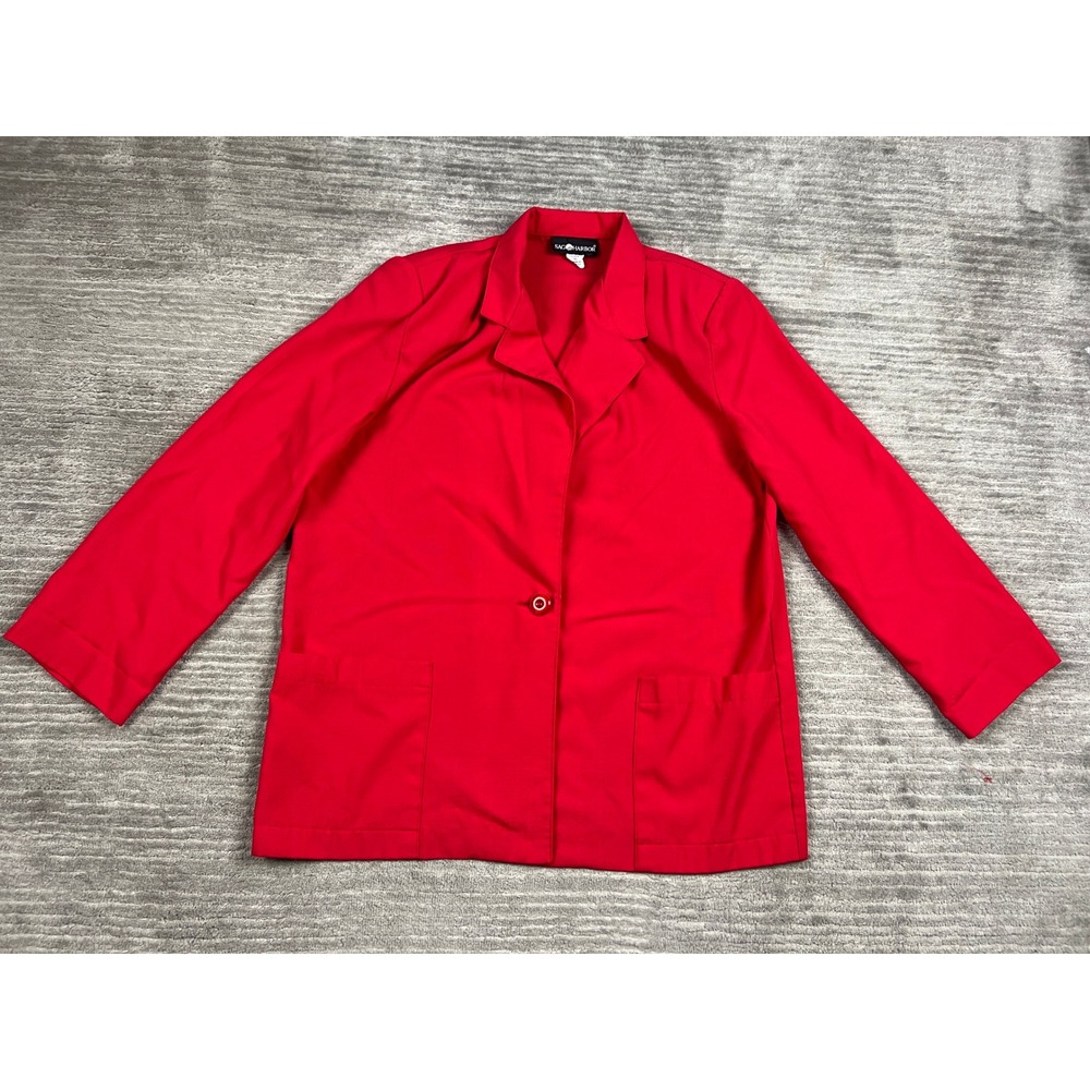 Sag Harbor Blazer Womens 16 Red Single Button Notched Lapel Patch Pockets 590300